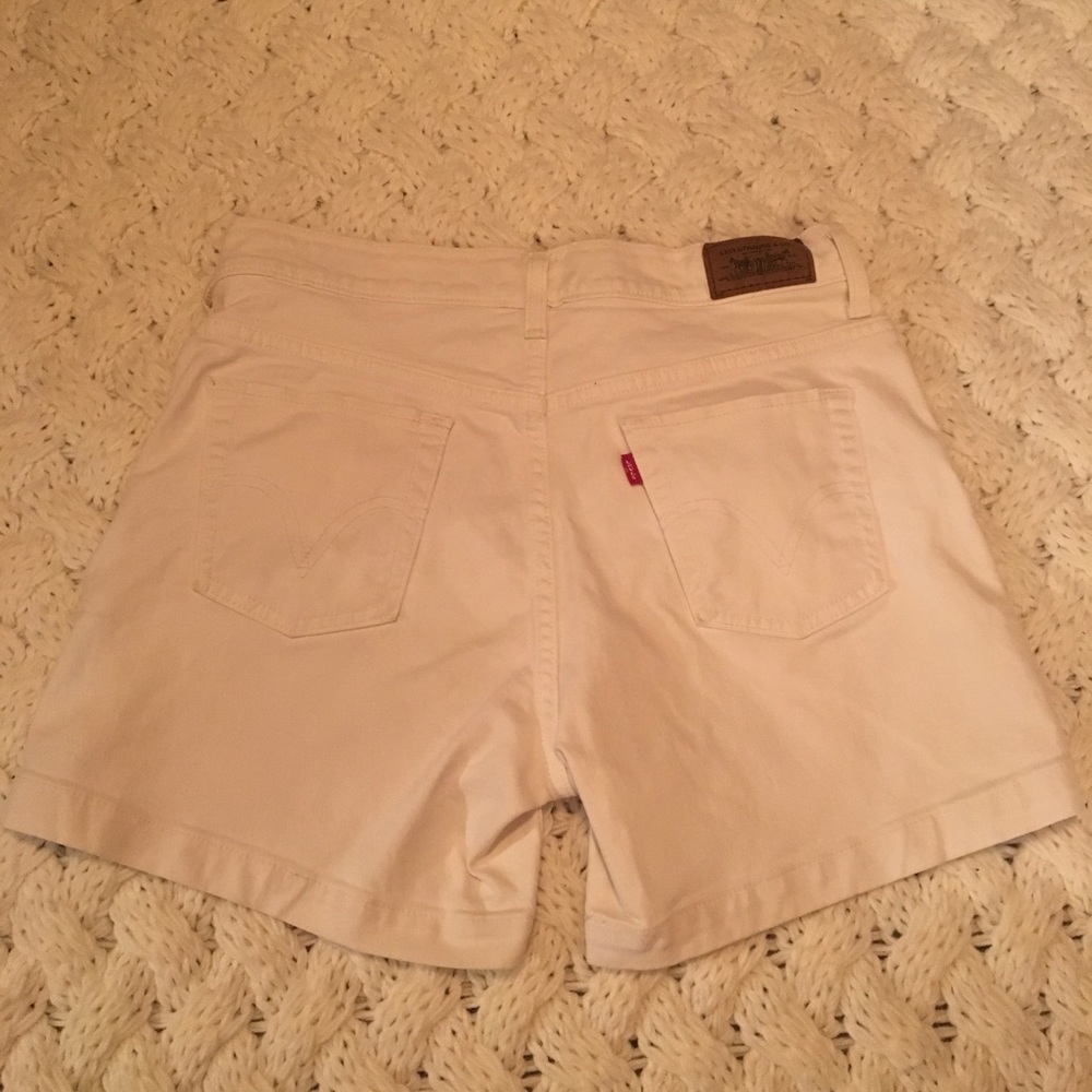 White Levi Denim Shorts